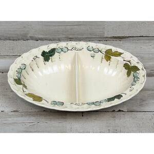 VINTAGE Metlox Vernon Ware Vineyard Divided Serving Bowl Oval California Grapes